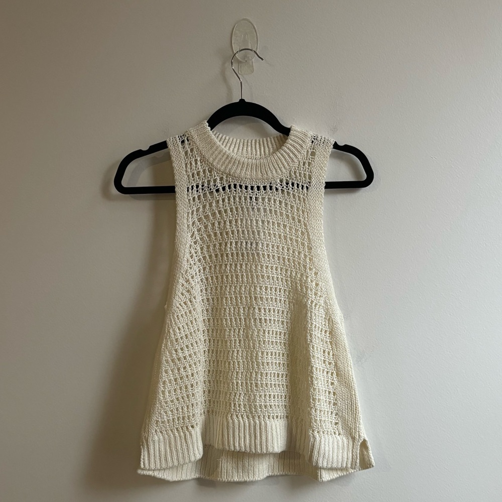 Apiece Apart Openwork Crochet Cream Tank Top - Picture 3 of 5